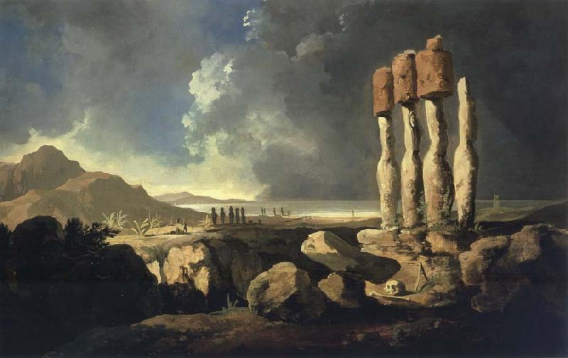 unknow artist A View of the Monumens of Easter Isaland Rapanui oil painting picture